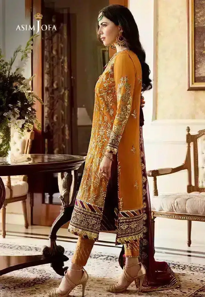 Asim Jofa Zari Sitara Collection 2023 Mustard Organza – view 2 – Poshaq