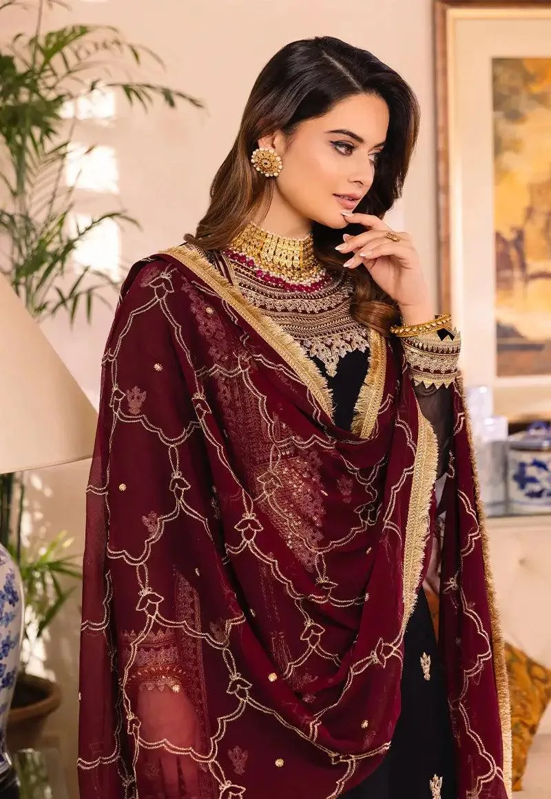Asim Jofa Maahru Noorie and Meerub Maroon Chiffon – view 10 – Poshaq