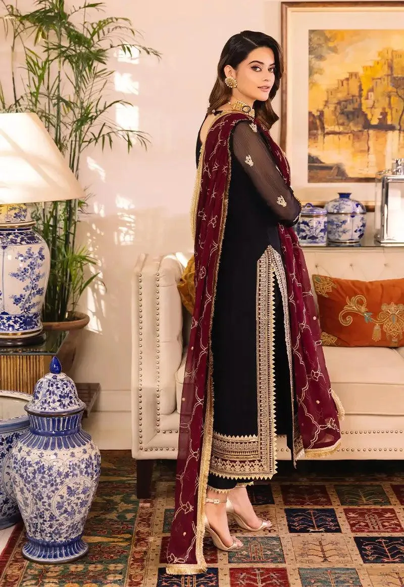 Asim Jofa Maahru Noorie and Meerub Maroon Chiffon – view 5 – Poshaq
