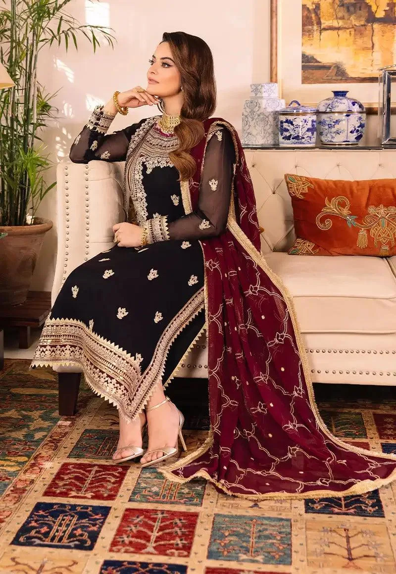 Asim Jofa Maahru Noorie and Meerub Maroon Chiffon – view 7 – Poshaq