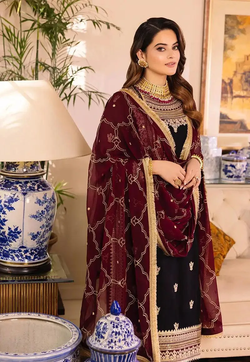 Asim Jofa Maahru Noorie and Meerub Maroon Chiffon – view 9 – Poshaq