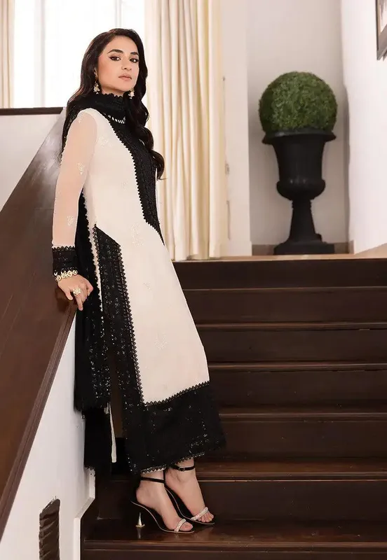 Asim Jofa Maahru Noorie and Meerub Black Chiffon – view 1 – Poshaq