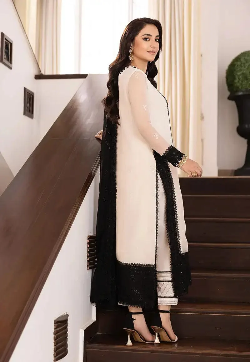 Asim Jofa Maahru Noorie and Meerub Black Chiffon – view 2 – Poshaq