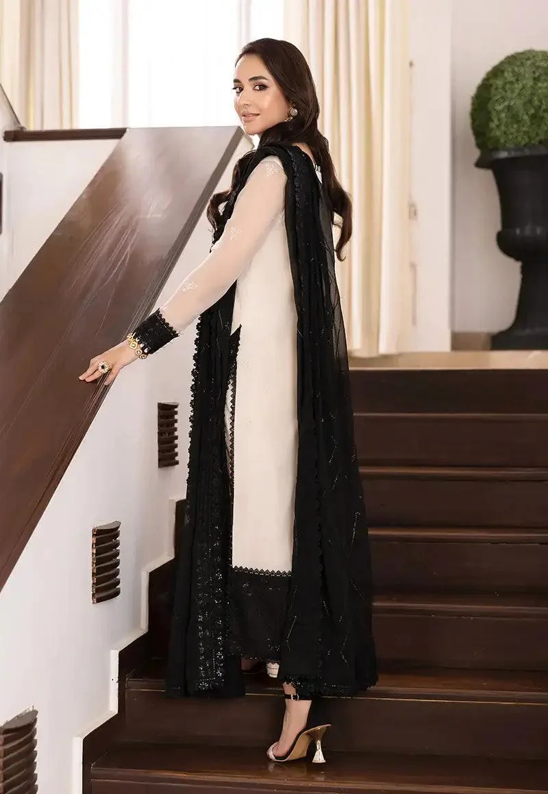 Asim Jofa Maahru Noorie and Meerub Black Chiffon – view 3 – Poshaq