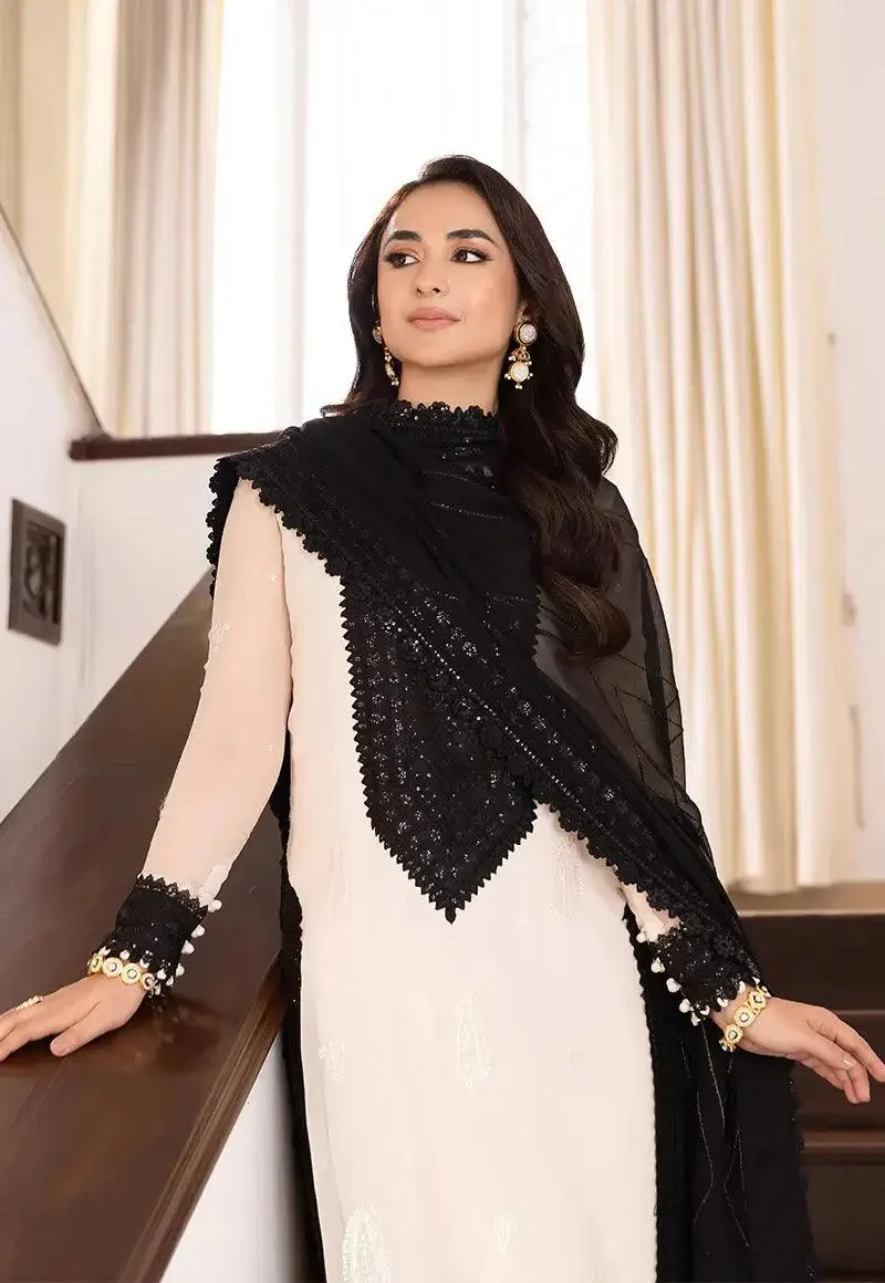 Asim Jofa Maahru Noorie and Meerub Black Chiffon – view 4 – Poshaq