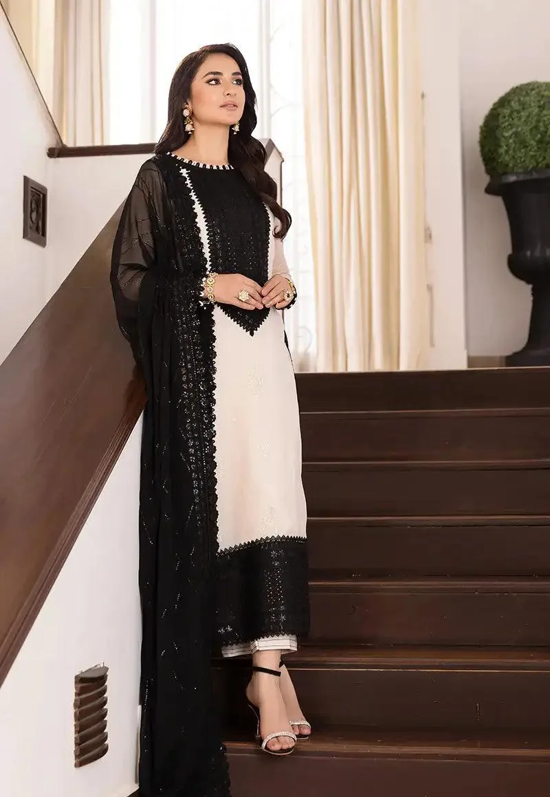 Asim Jofa Maahru Noorie and Meerub Black Chiffon – view 6 – Poshaq