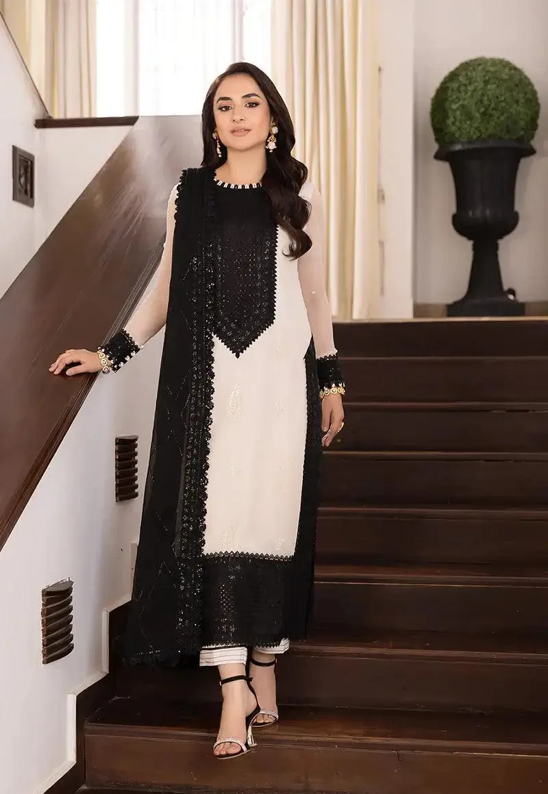 Asim Jofa Maahru Noorie and Meerub Black Chiffon – view 7 – Poshaq
