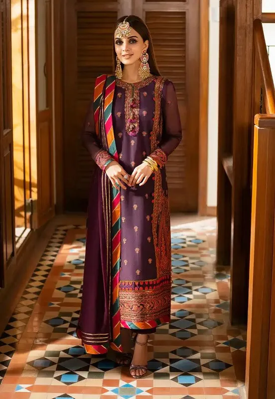 Asim Jofa Eid Festive 2023 Purple Organza – view 1 – Poshaq