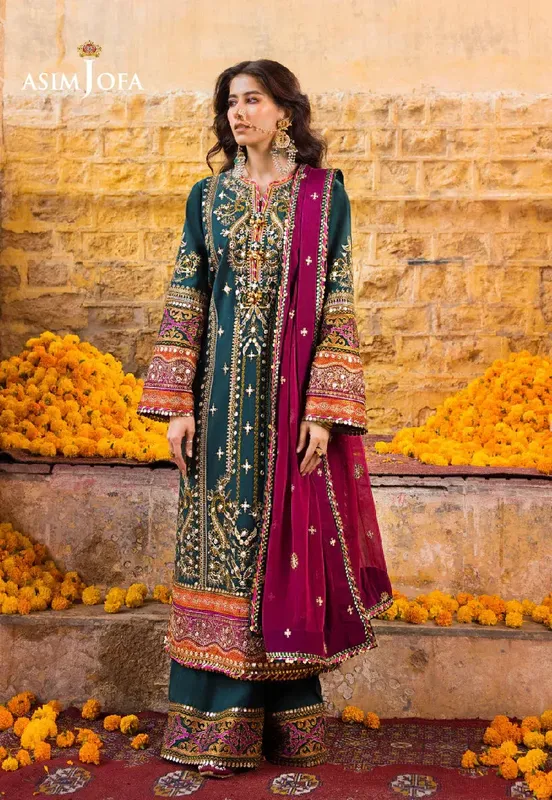 Asim Jofa Luxury Lawn 2023 Magenta Chiffon – view 1 – Poshaq