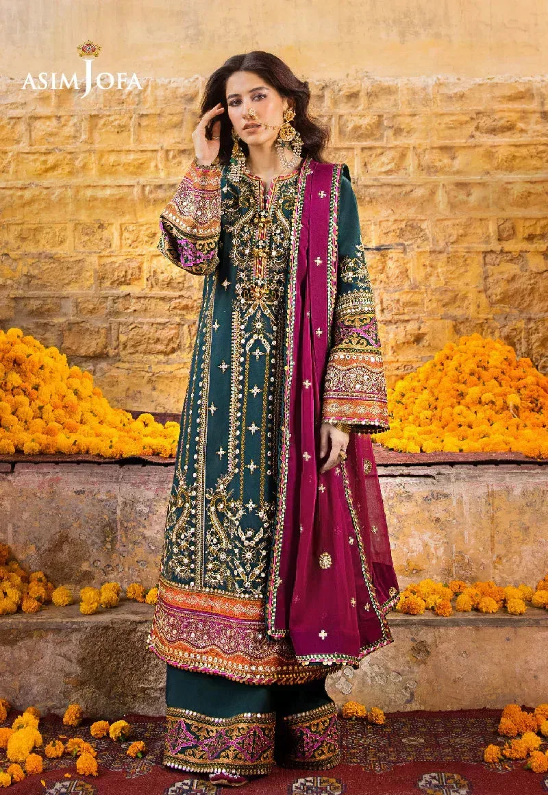Asim Jofa Luxury Lawn 2023 Magenta Chiffon – view 3 – Poshaq