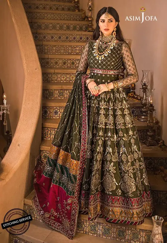 Asim Jofa Baad-e-Naubahar Mustard Chiffon – view 1 – Poshaq