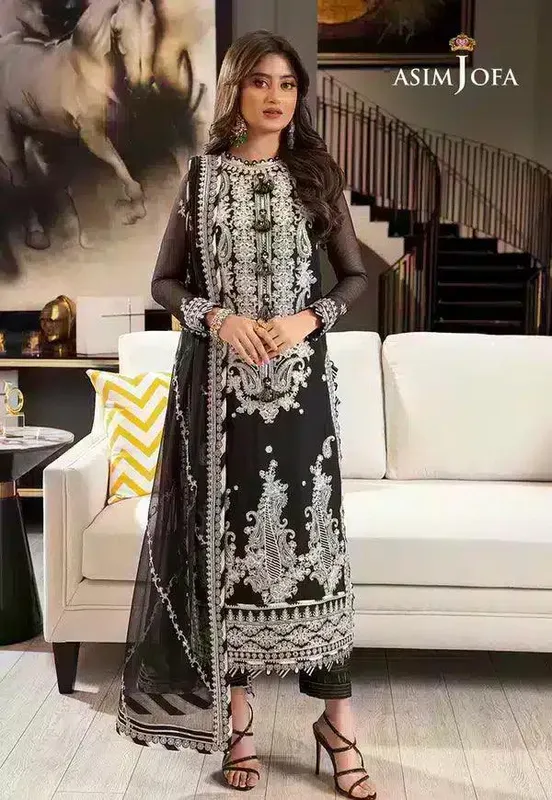 Asim Jofa Rang e Noor 23 Black Chiffon – view 1 – Poshaq