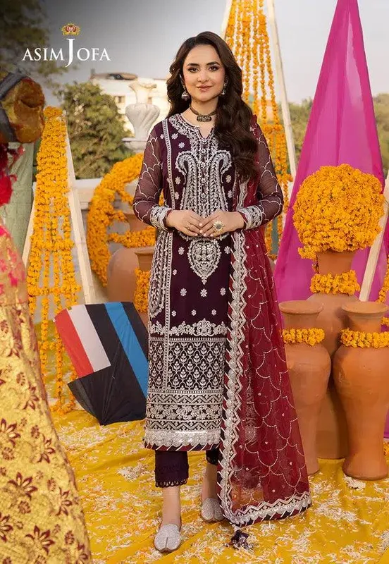 Asim Jofa Dastaan Collection 24 Purple Chiffon – view 1 – Poshaq