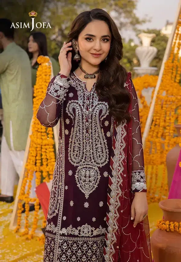 Asim Jofa Dastaan Collection 24 Purple Chiffon – view 7 – Poshaq
