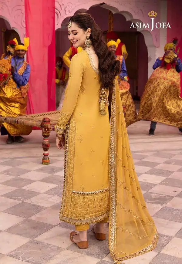 Asim Jofa Dastaan Collection 24 Mustard Organza – view 2 – Poshaq