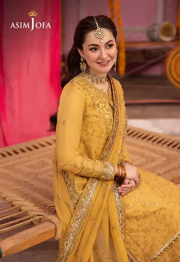 Asim Jofa Dastaan Collection 24 Mustard Organza – view 3 – Poshaq