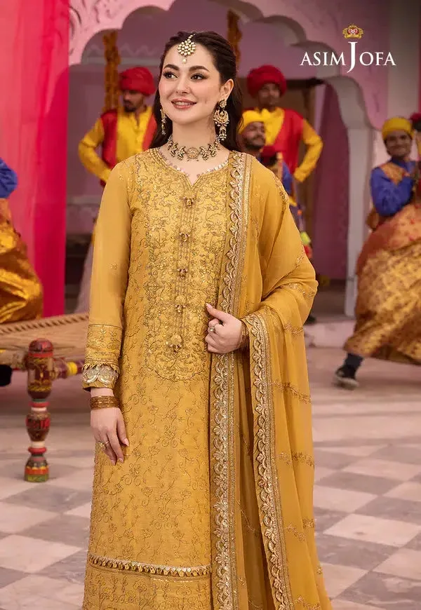 Asim Jofa Dastaan Collection 24 Mustard Organza – view 6 – Poshaq