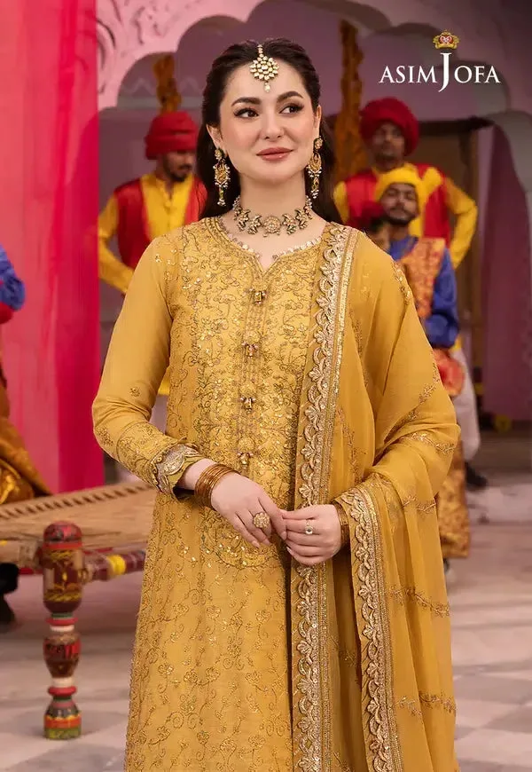 Asim Jofa Dastaan Collection 24 Mustard Organza – view 8 – Poshaq