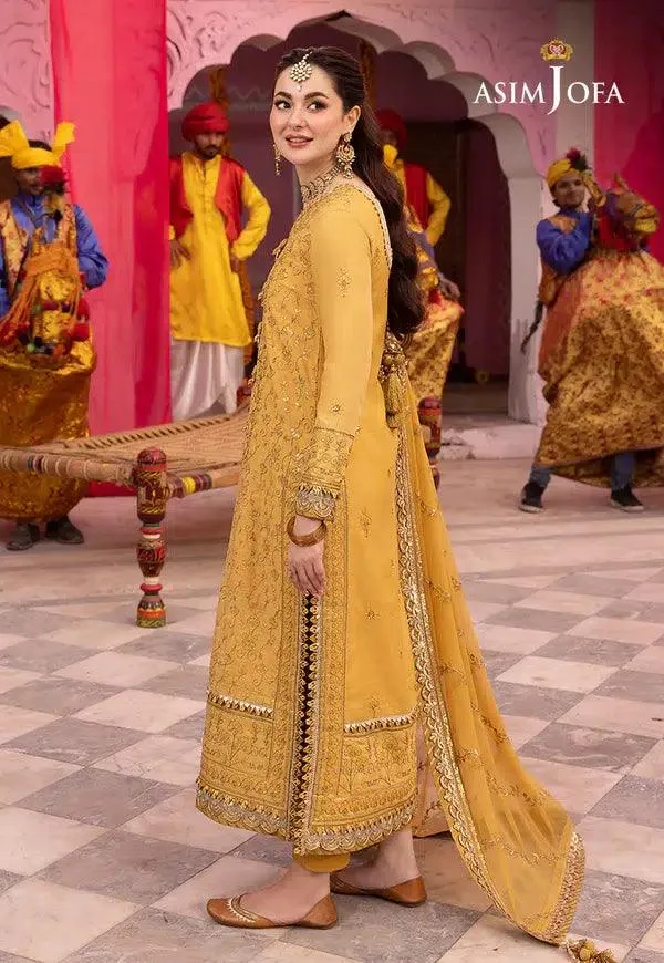Asim Jofa Dastaan Collection 24 Mustard Organza – view 9 – Poshaq