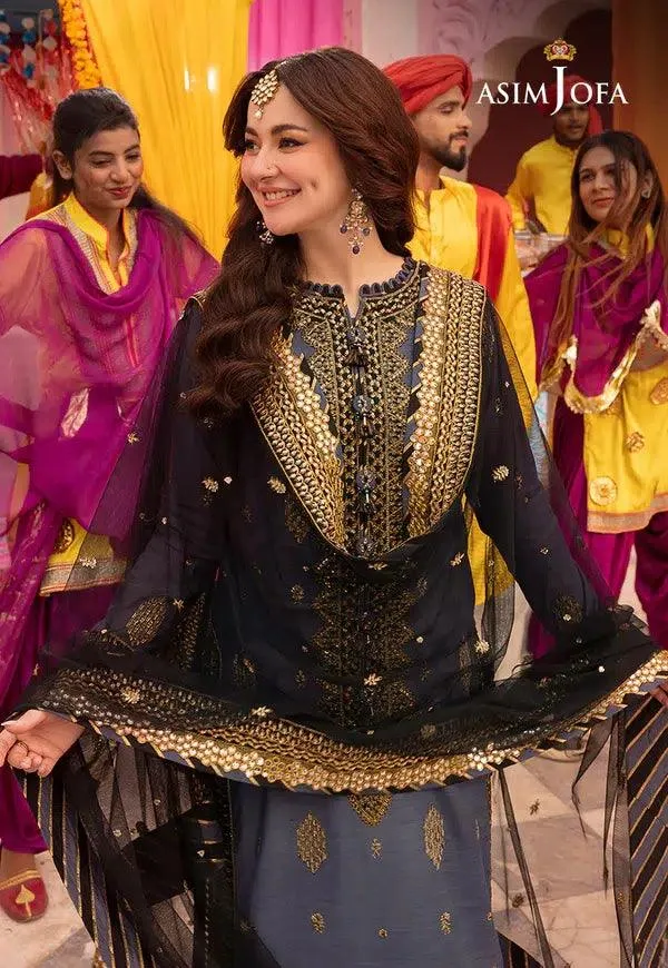 Asim Jofa Dastaan Collection 24 Black Organza – view 3 – Poshaq