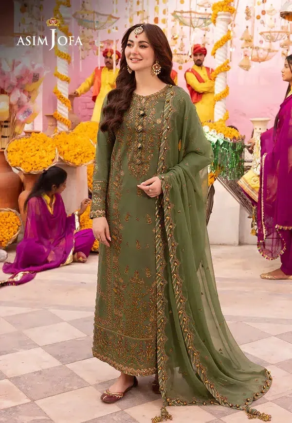 Asim Jofa Dastaan Collection 24 Green Chiffon – view 1 – Poshaq