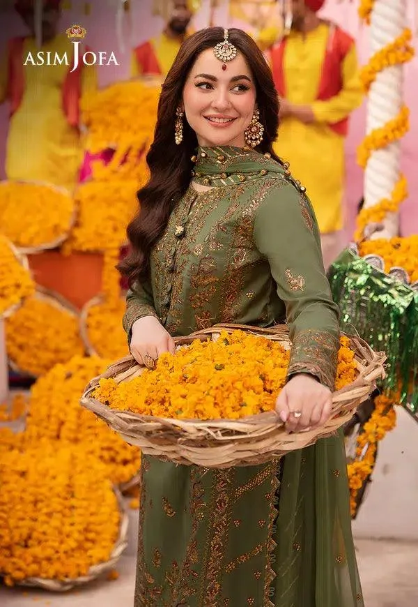 Asim Jofa Dastaan Collection 24 Green Chiffon – view 2 – Poshaq