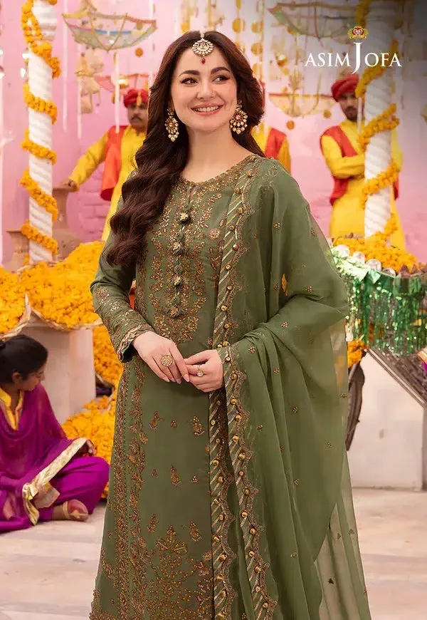 Asim Jofa Dastaan Collection 24 Green Chiffon – view 3 – Poshaq