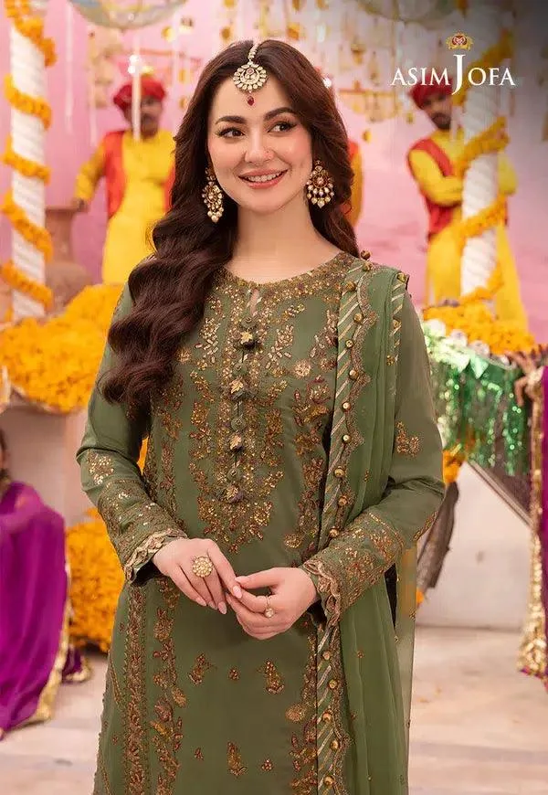 Asim Jofa Dastaan Collection 24 Green Chiffon – view 4 – Poshaq