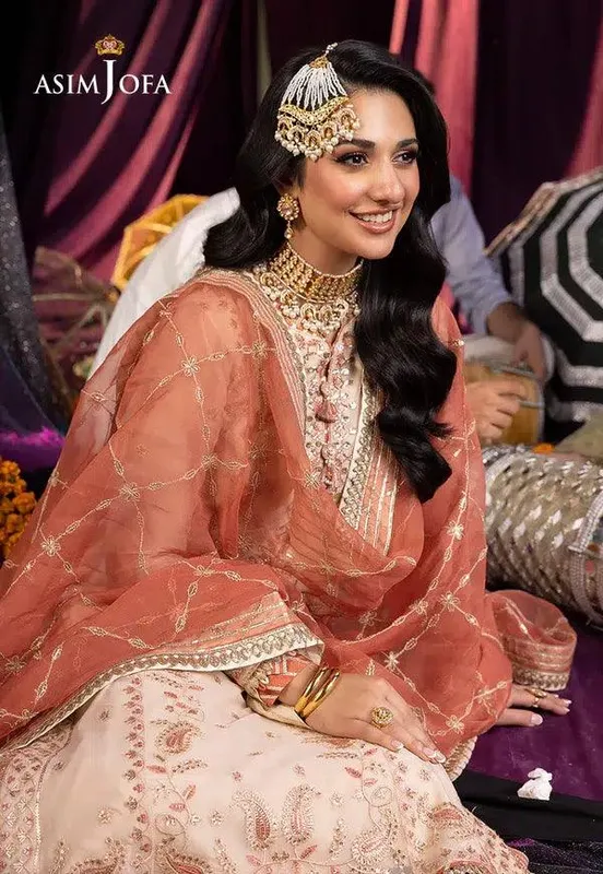 Asim Jofa Dastaan Collection 24 Beige Organza – view 1 – Poshaq