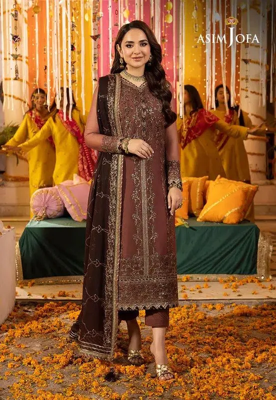 Asim Jofa Dastaan Collection 24 Brown Chiffon – view 1 – Poshaq