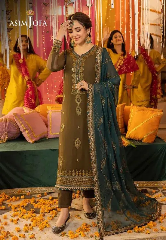 Asim Jofa Dastaan Collection 24 Green Organza – view 1 – Poshaq