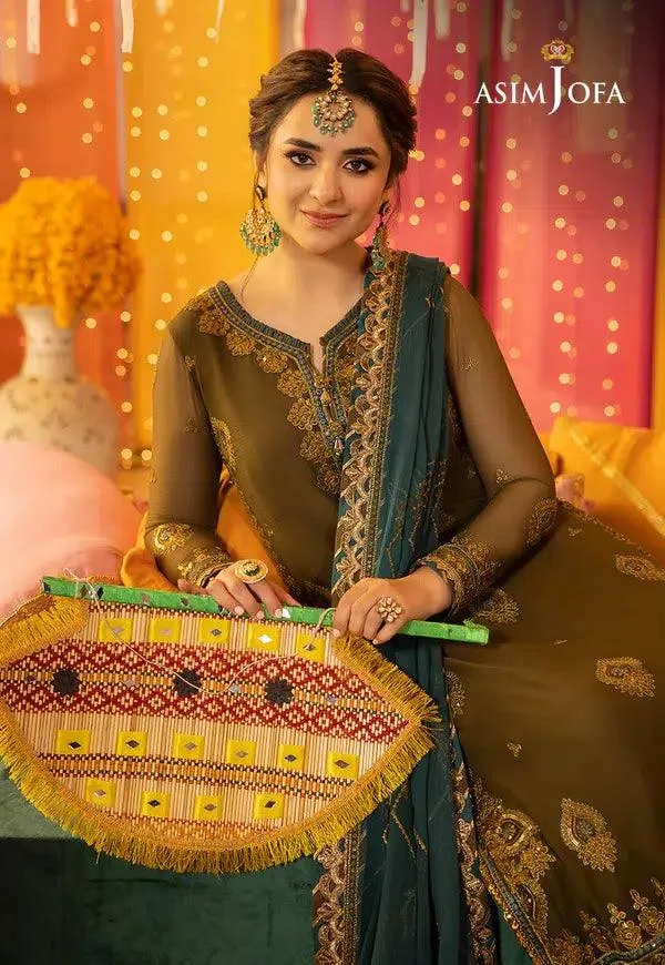 Asim Jofa Dastaan Collection 24 Green Organza – view 3 – Poshaq