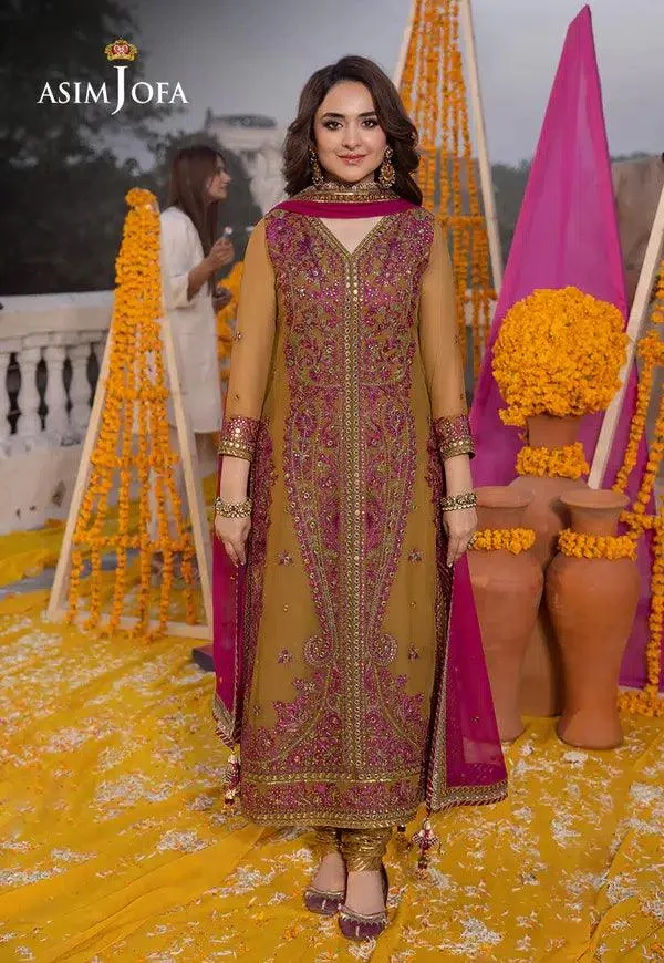 Asim Jofa Dastaan Collection 24 Gold Chiffon – view 1 – Poshaq