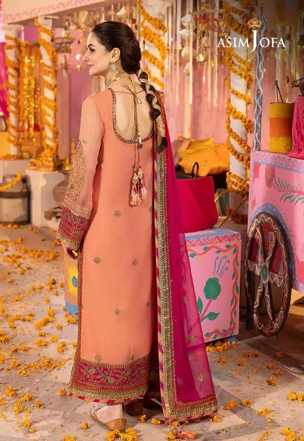Asim Jofa Dastaan Collection 24 Peach Organza – view 2 – Poshaq