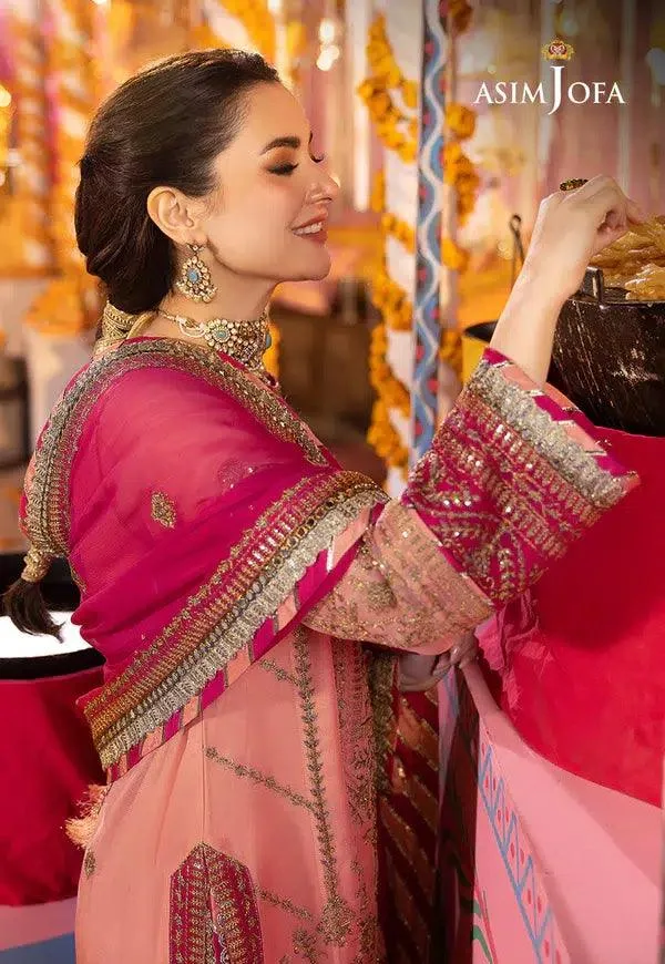 Asim Jofa Dastaan Collection 24 Peach Organza – view 3 – Poshaq