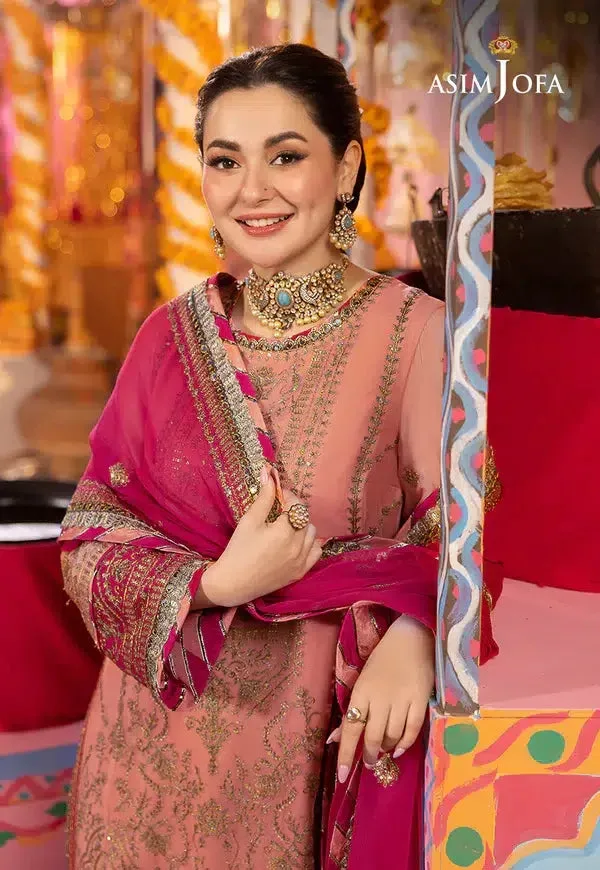 Asim Jofa Dastaan Collection 24 Peach Organza – view 4 – Poshaq