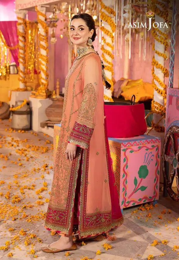 Asim Jofa Dastaan Collection 24 Peach Organza – view 6 – Poshaq