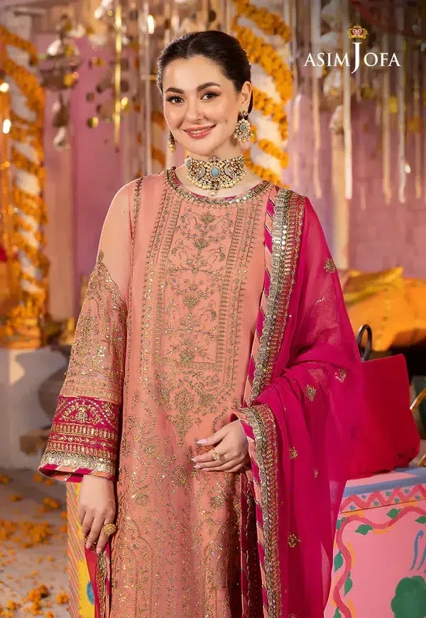 Asim Jofa Dastaan Collection 24 Peach Organza – view 7 – Poshaq