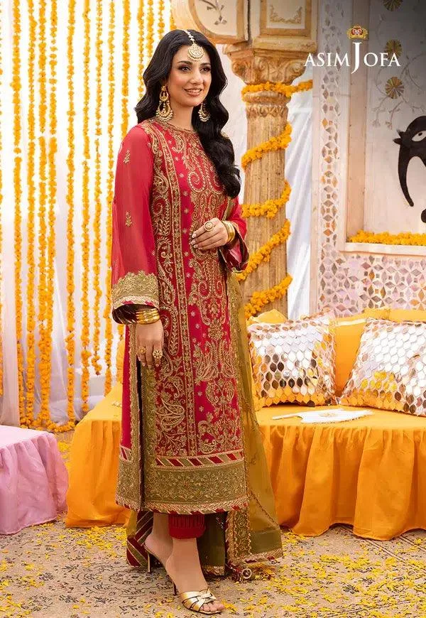 Asim Jofa Dastaan Collection 24 Red Organza – view 2 – Poshaq