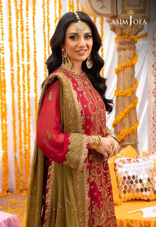 Asim Jofa Dastaan Collection 24 Red Organza – view 3 – Poshaq