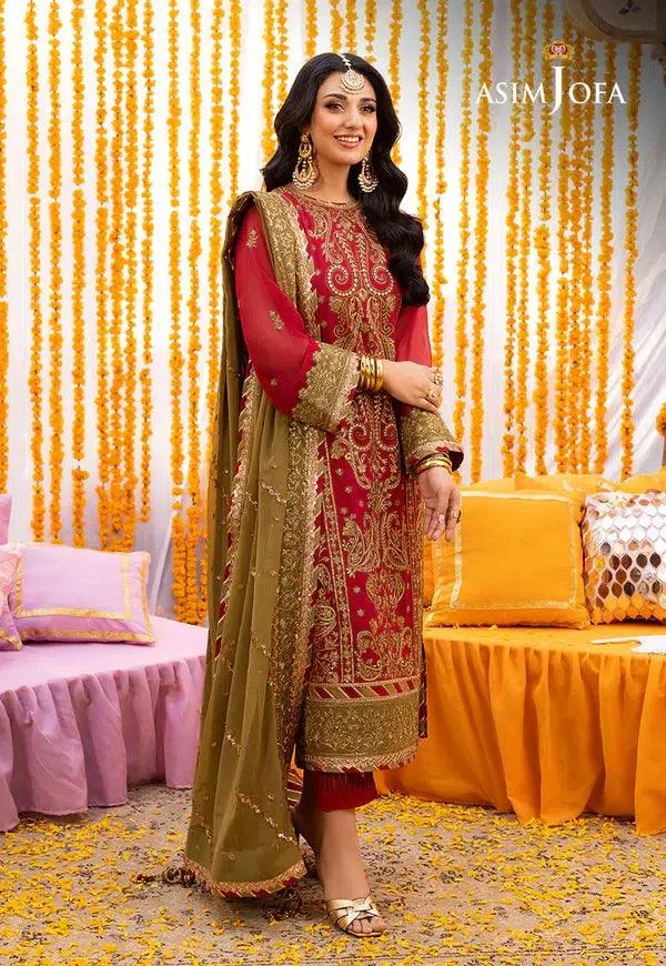 Asim Jofa Dastaan Collection 24 Red Organza – view 4 – Poshaq