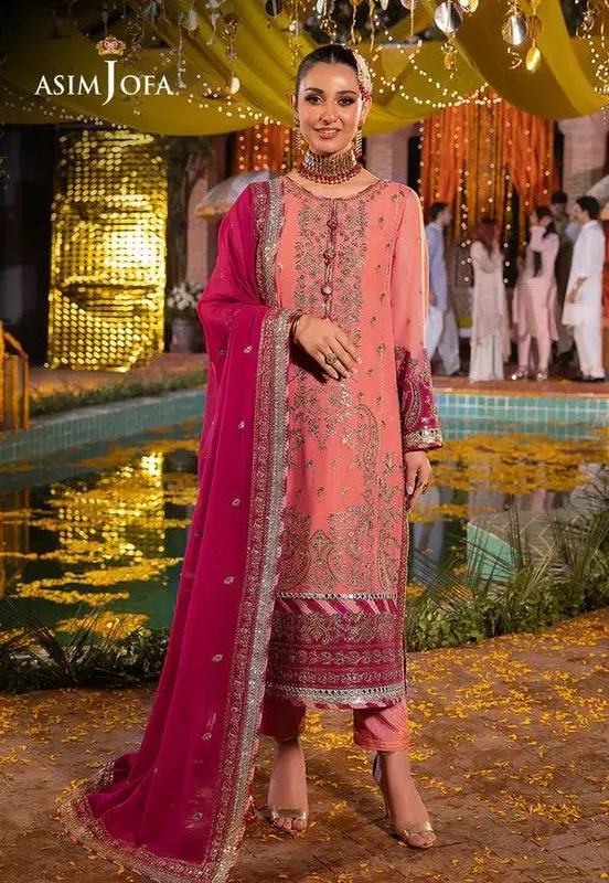 Asim Jofa Dastaan Collection 24 Pink Organza – view 1 – Poshaq
