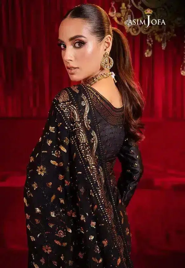 Asim Jofa Bekhudi Luxury Chiffon 23 Black Cotton Silk – view 8 – Poshaq
