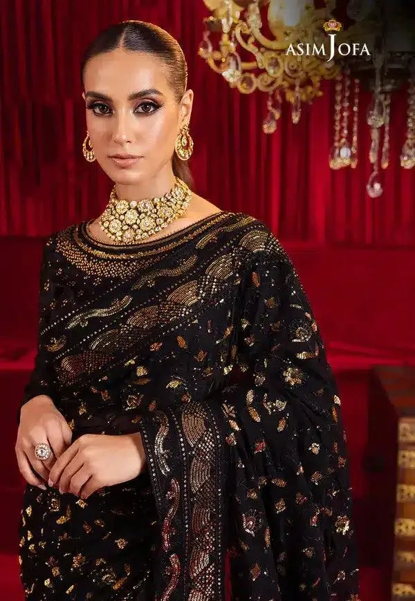 Asim Jofa Bekhudi Luxury Chiffon 23 Black Cotton Silk – view 9 – Poshaq