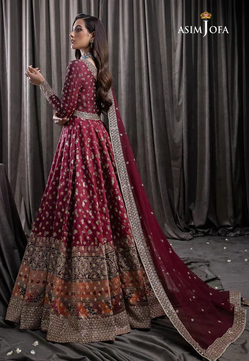 Asim Jofa Bekhudi Luxury Chiffon 23 Maroon Jacquard – view 2 – Poshaq