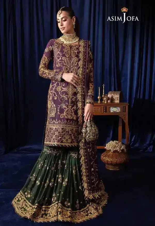 Asim Jofa Bekhudi Luxury Chiffon 23 Purple Raw Silk – view 3 – Poshaq