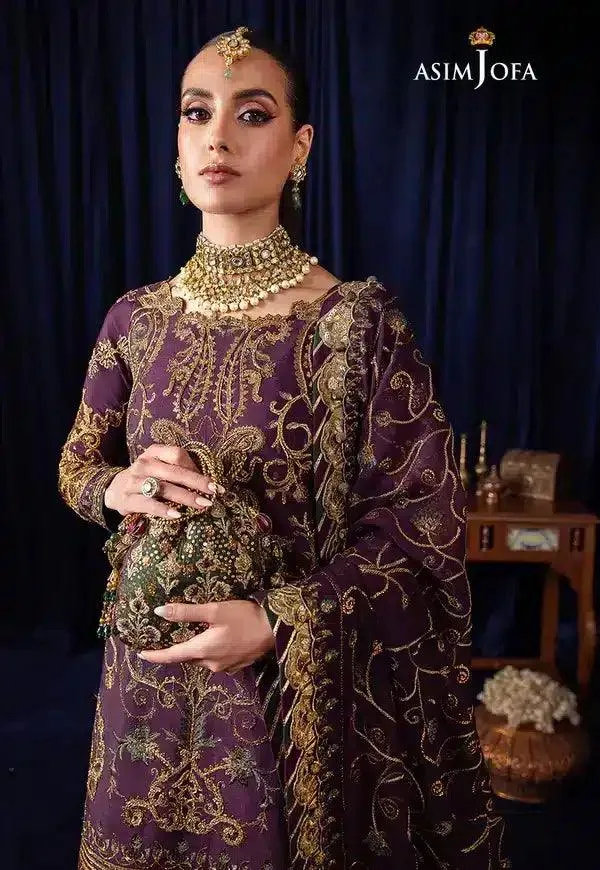 Asim Jofa Bekhudi Luxury Chiffon 23 Purple Raw Silk – view 5 – Poshaq