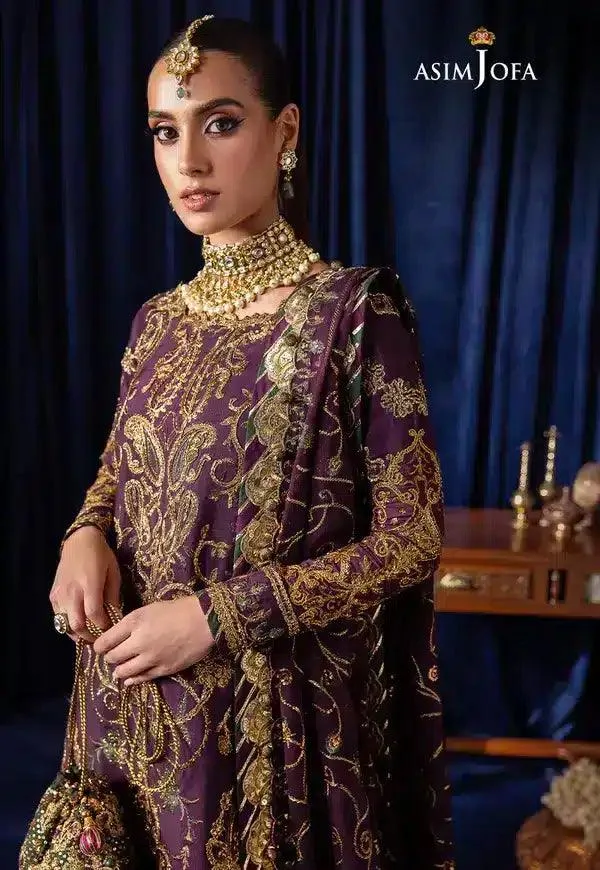 Asim Jofa Bekhudi Luxury Chiffon 23 Purple Raw Silk – view 6 – Poshaq
