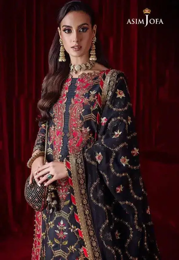 Asim Jofa Bekhudi Luxury Chiffon 23 Blue Raw Silk – view 11 – Poshaq