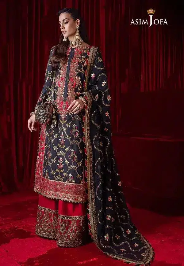 Asim Jofa Bekhudi Luxury Chiffon 23 Blue Raw Silk – view 12 – Poshaq